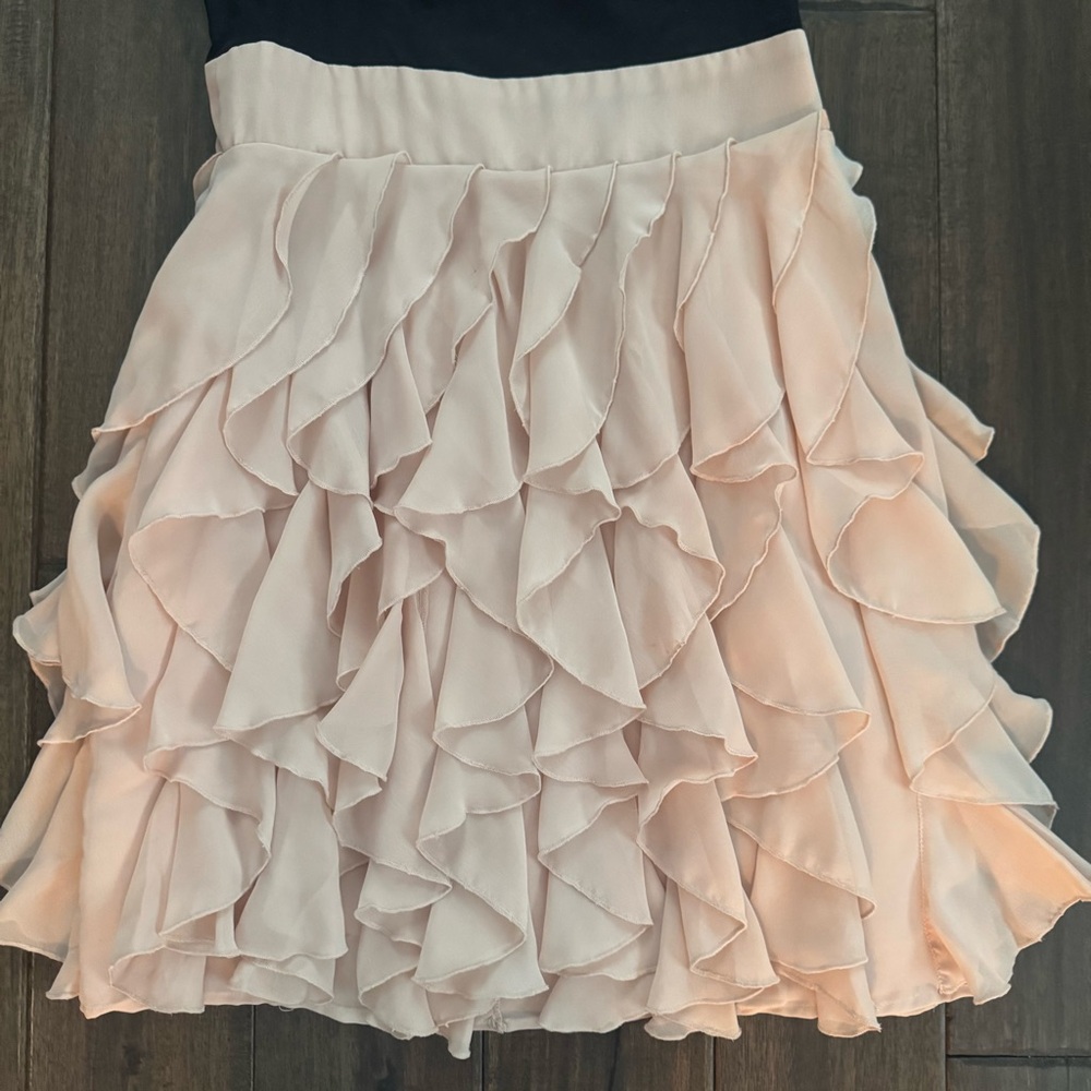 H&M Black & Cream Fit & Flare Tiered Ruffle Party Cocktail Mini Dress 6 - Picture 2 of 7